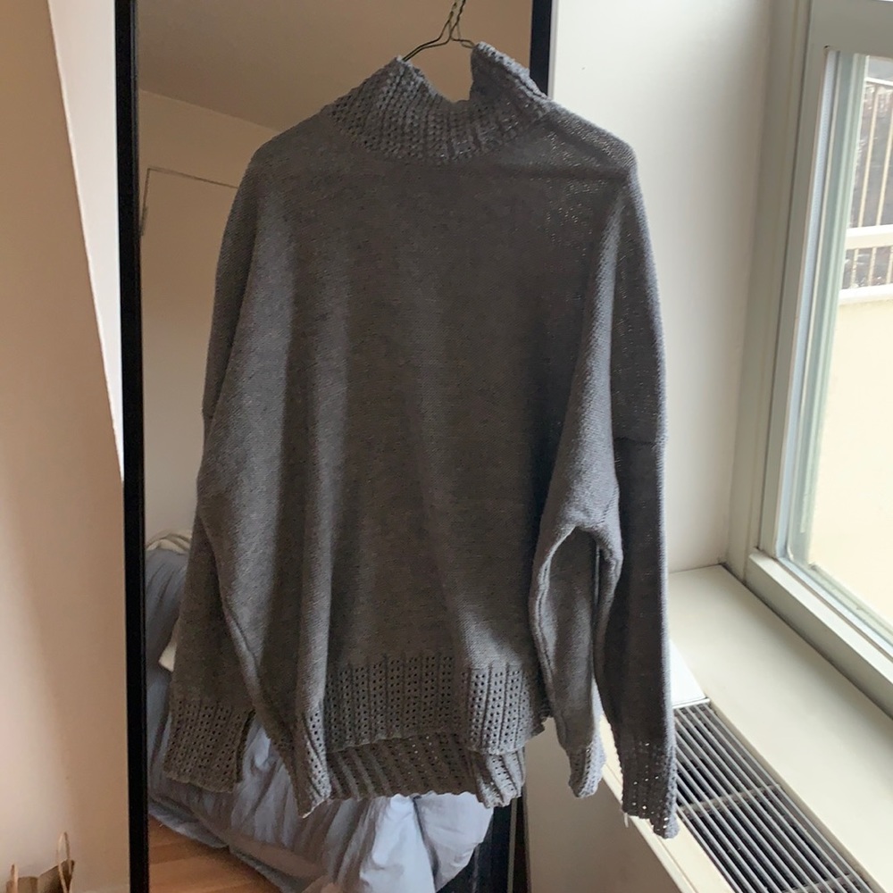 Oversized grey turtleneck sweater